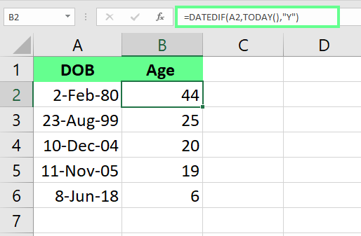 Encuentra la edad utilizando las funciones IF() y TODAY() en Excel