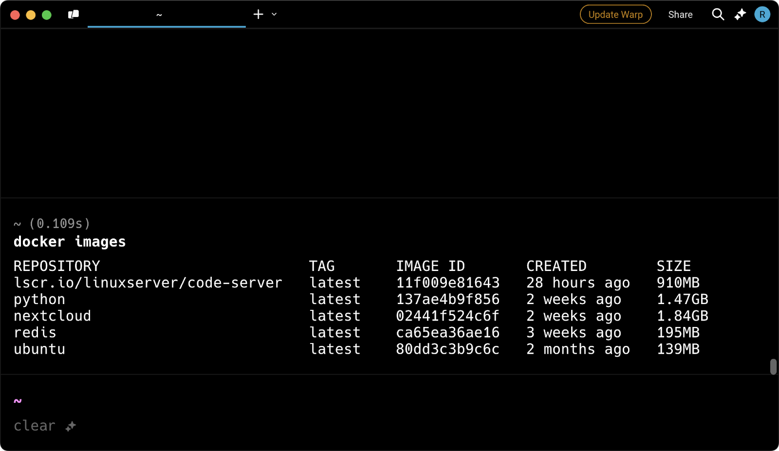 List of all Docker images