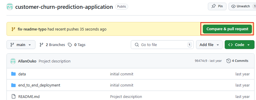 Comparar e fazer um pull request.