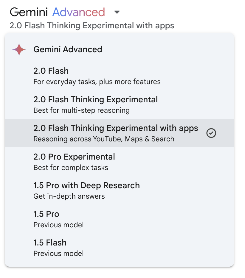 gemini drop down menu