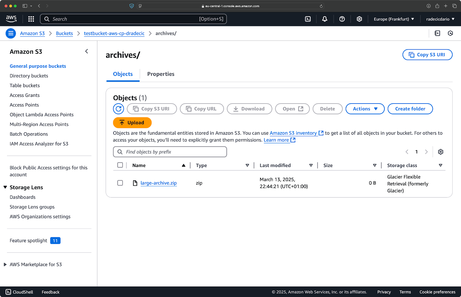 Imagem 18 - Cópia de arquivos para o S3 com diferentes classes de armazenamento