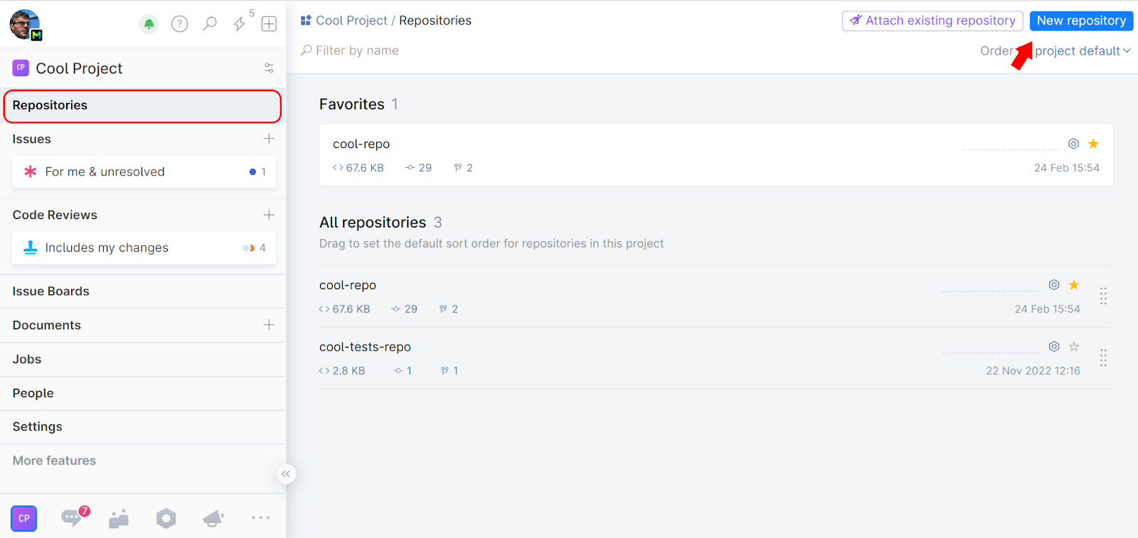 Una imagen que muestra la interfaz de usuario de los repositorios de GitLab
