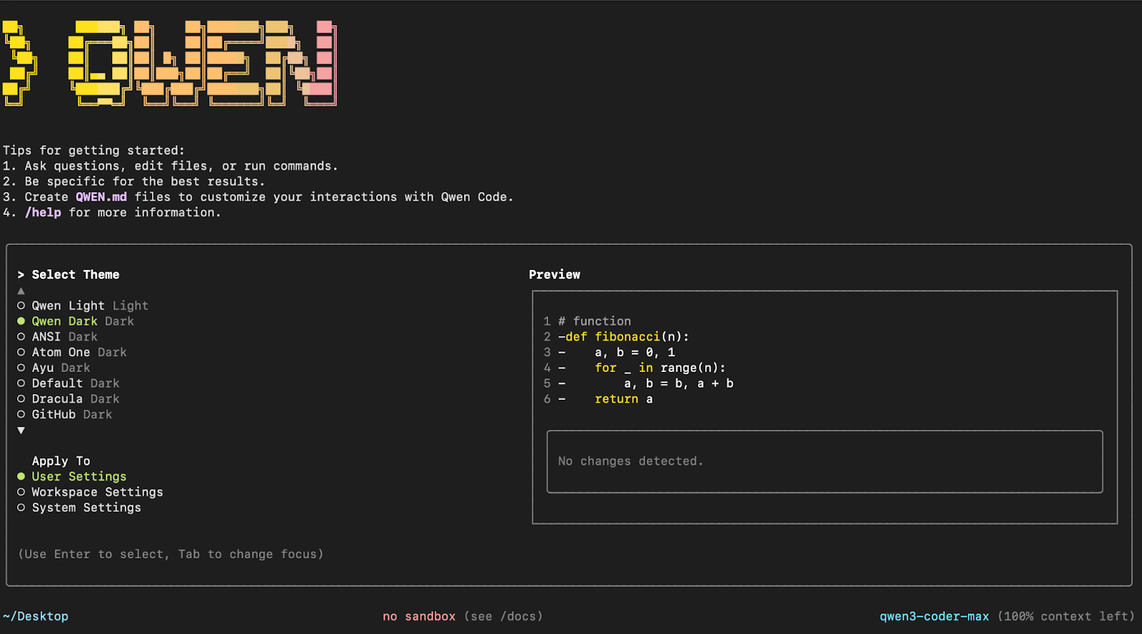 Configuration du code Qwen