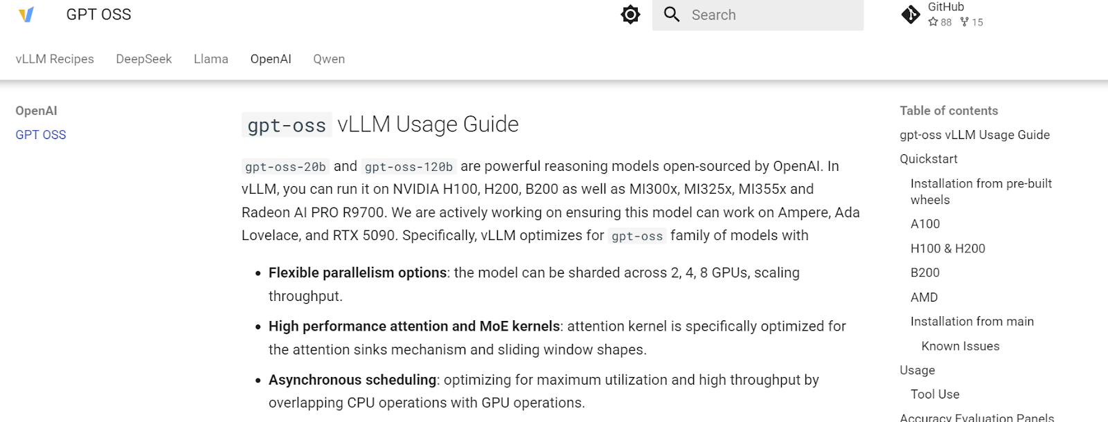 vLLM usage guide for gpt-oss models.
