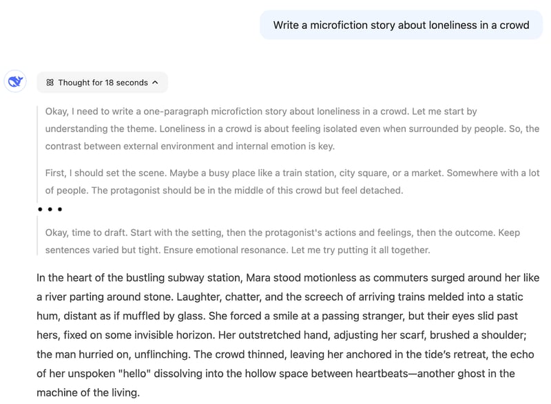 Esempio di DeepSeek R1 per la scrittura creativa