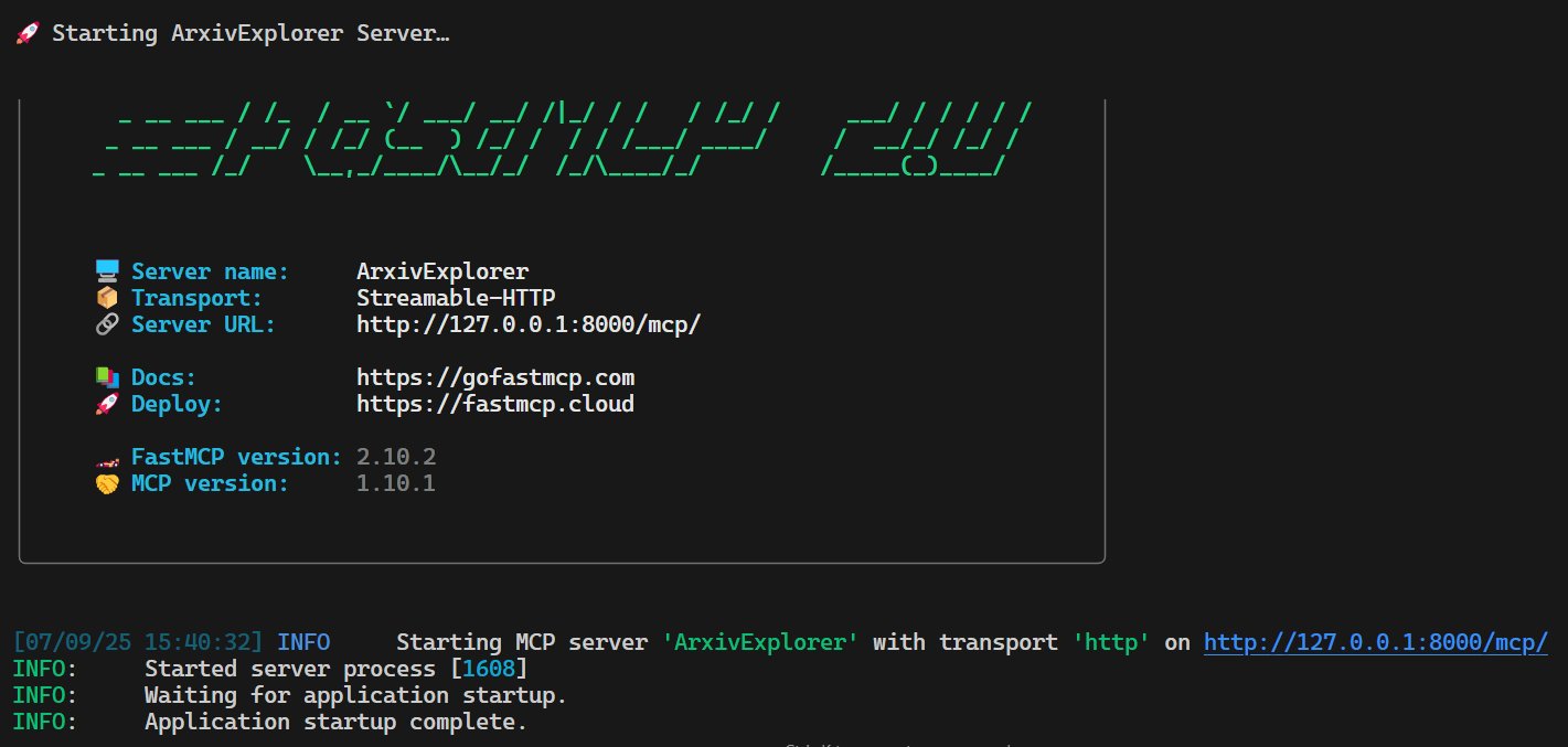 FastMCP server is running at http://localhost:8000/mcp