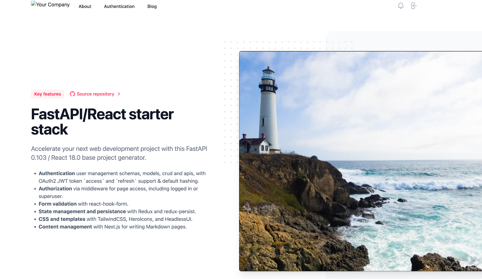 FastAPI/React Screenshot for front end