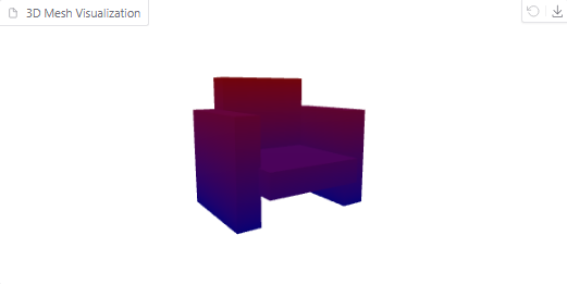 ejemplo de malla nvidia llama - visualización de malla 3D de una silla