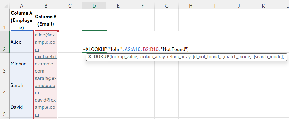 xlookup example