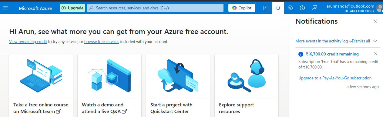 Mettez à jour votre compte Azure
