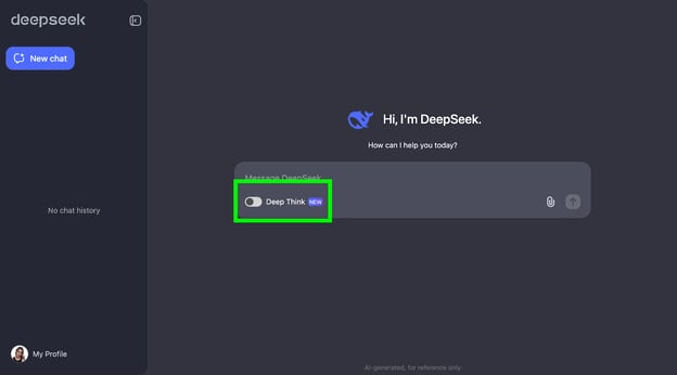 deep think option from deepseek chat