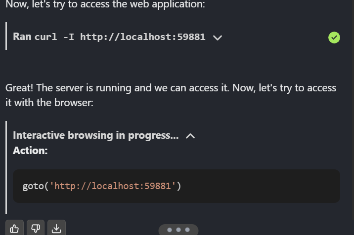 Devstral invoking agents to surf web