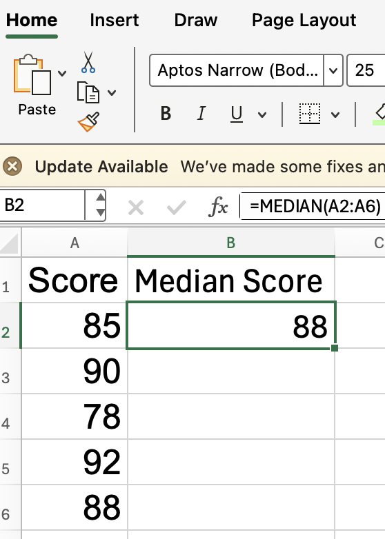 How to find the median in Excel