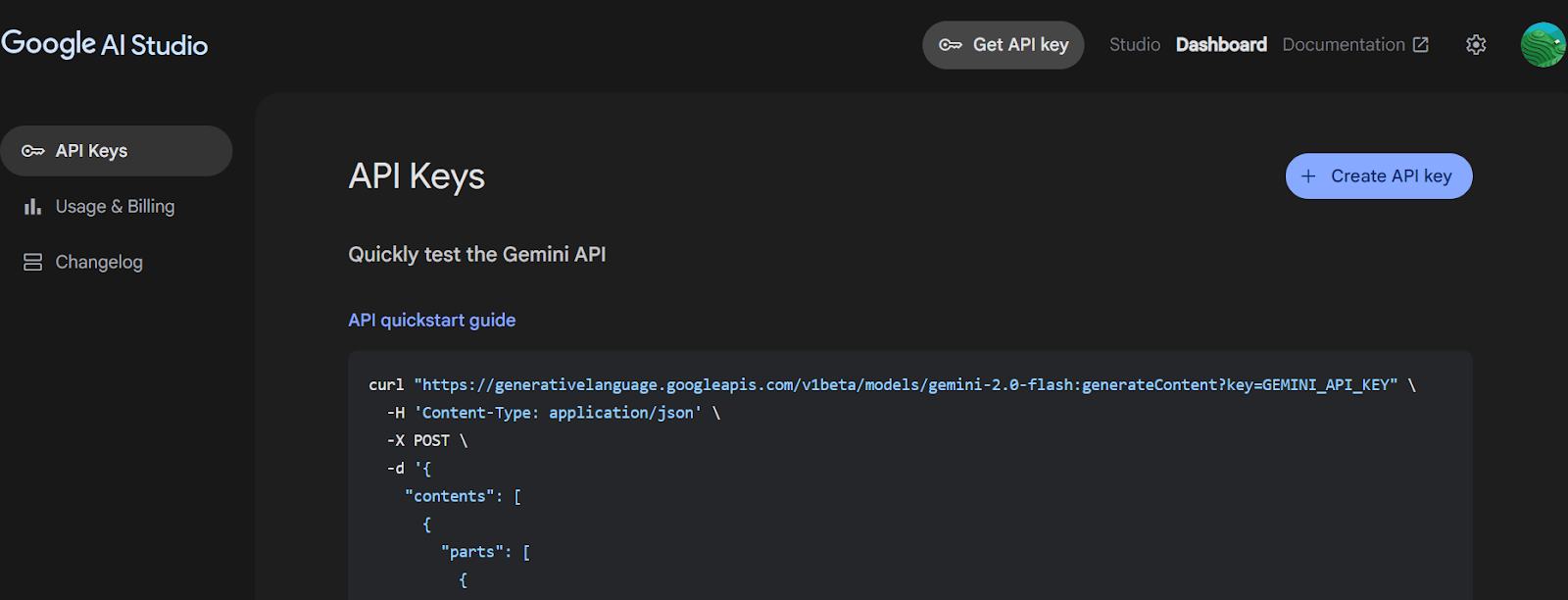 Clés API de Google AI Studio