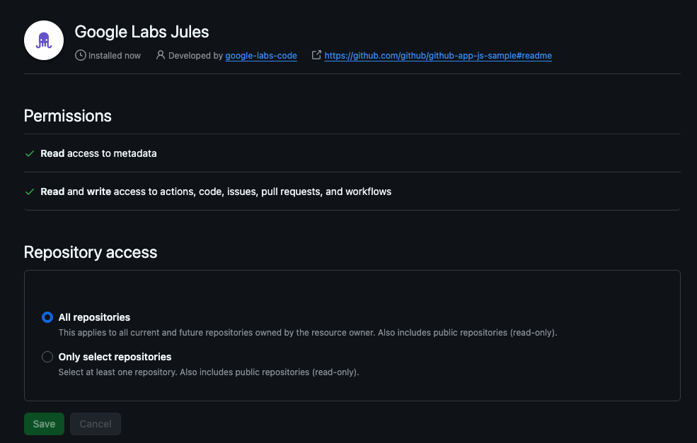Authentication for google jules