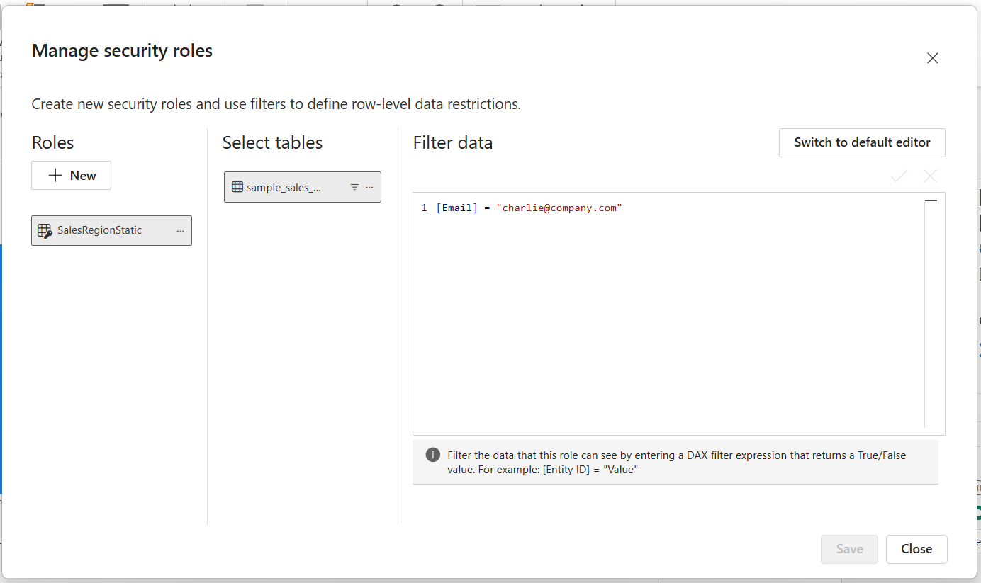 Rollen in DAX erstellen