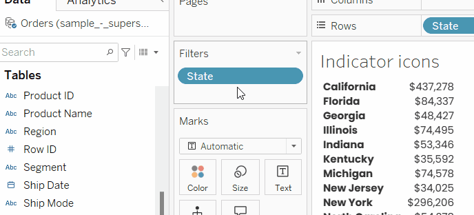 Crear campos de cálculo condicional para iconos indicadores en tablas cruzadas de Tableau