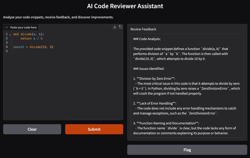 AI code review assistant example