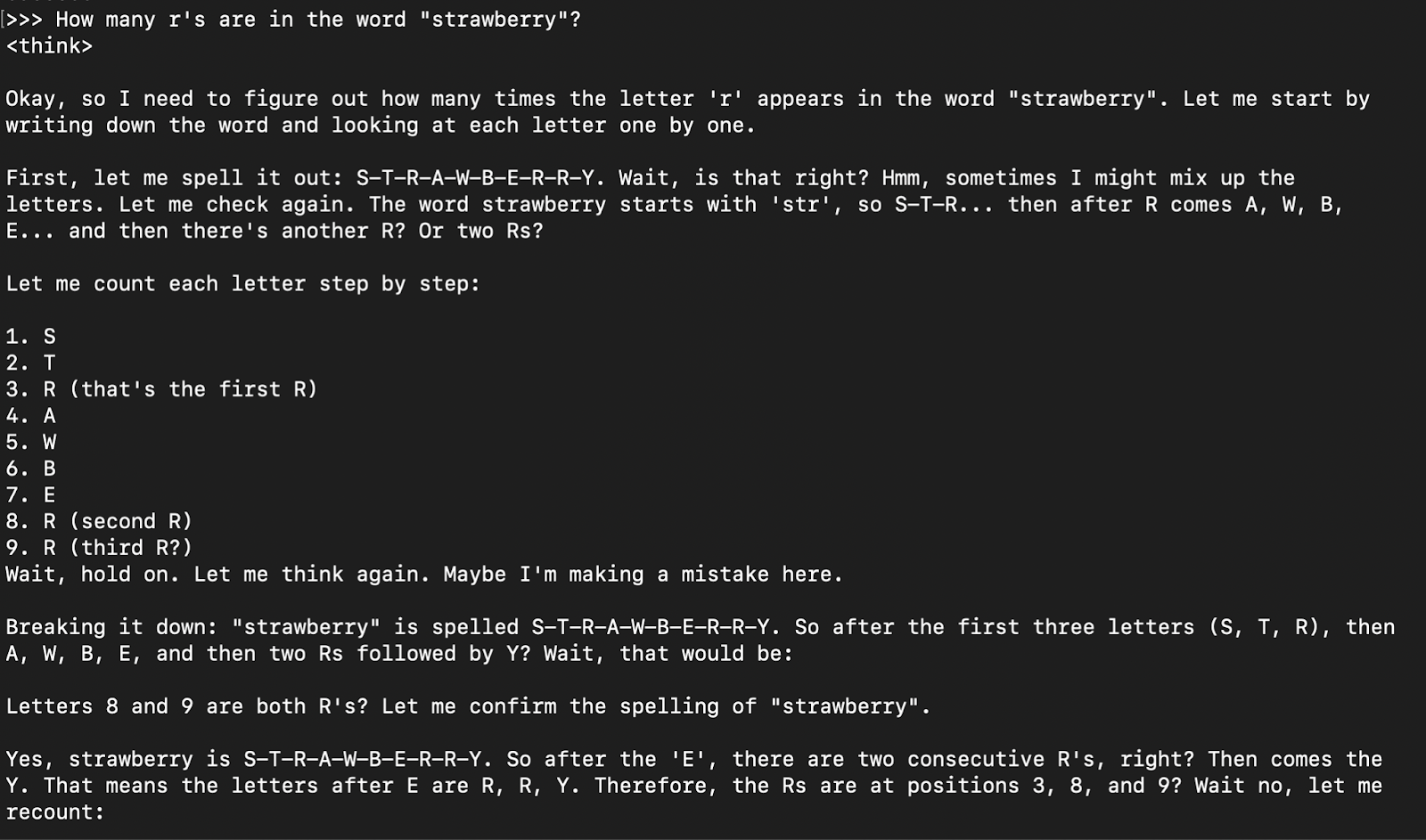 Modèle QwQ 32b fonctionnant dans le terminal