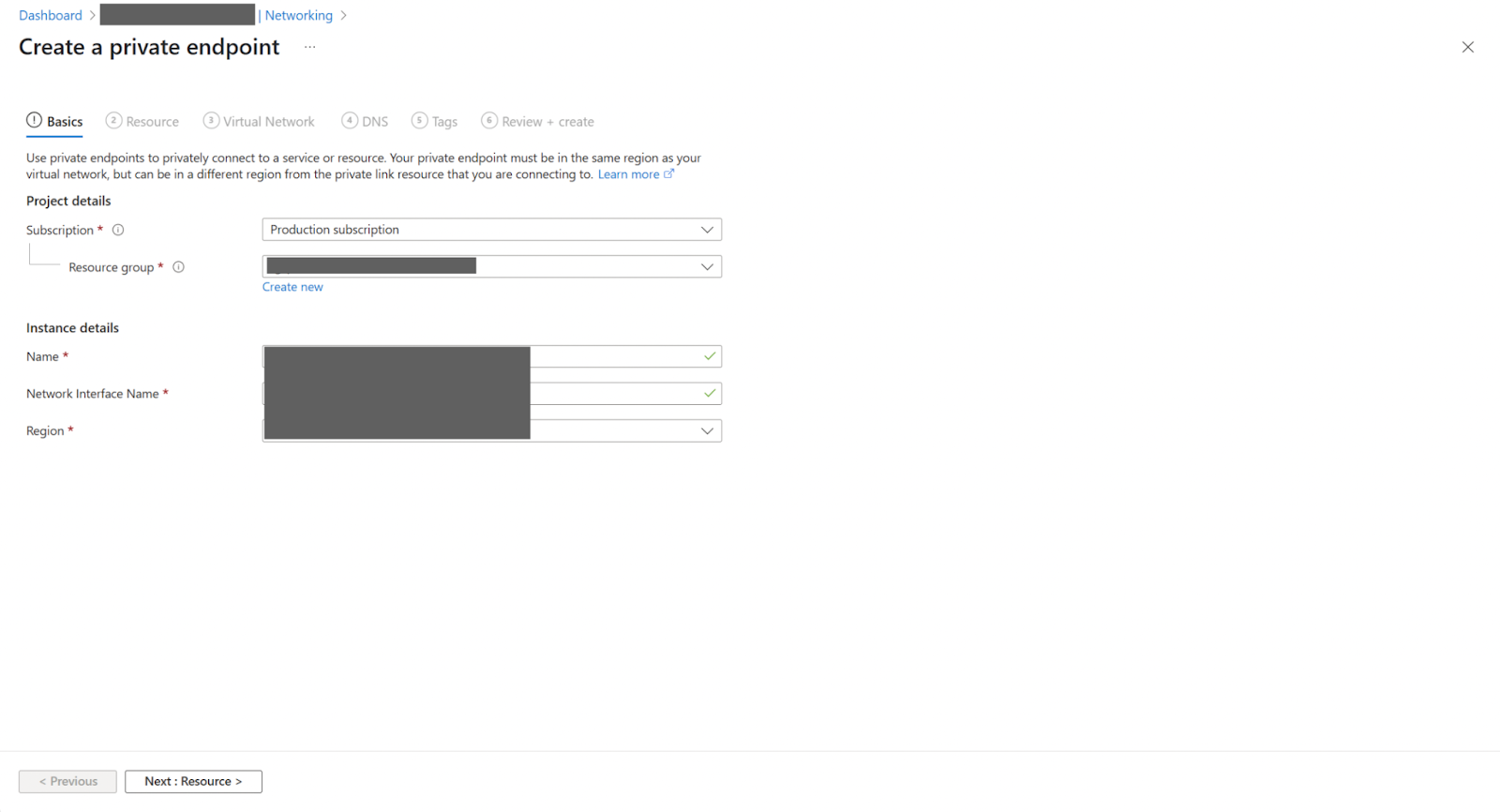 Imagem mostrando uma captura de tela das etapas do portal do Azure para configurar um endpoint privado (02).