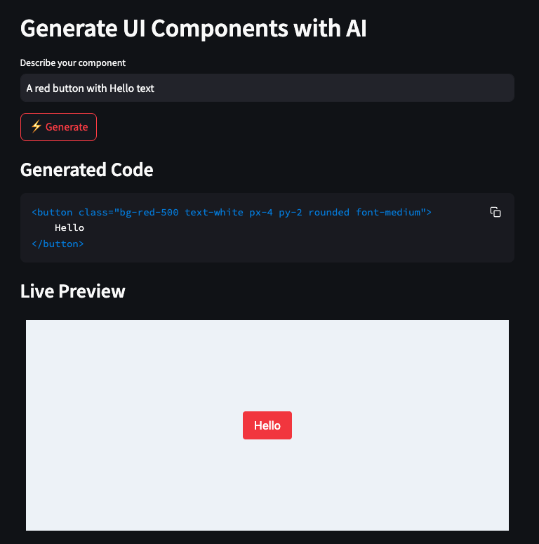 Code generation and live preview using DeepSeek V3-0324