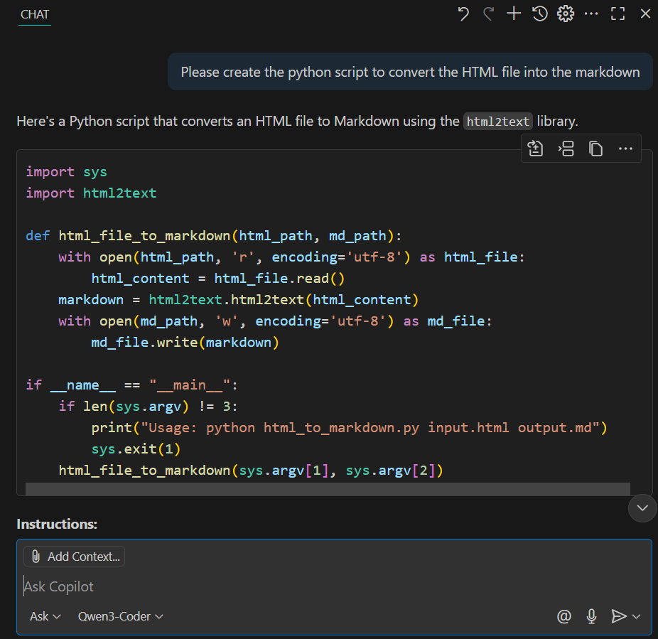 Running Qwen3-Coder in Copilot