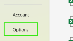 Excel Options menu.