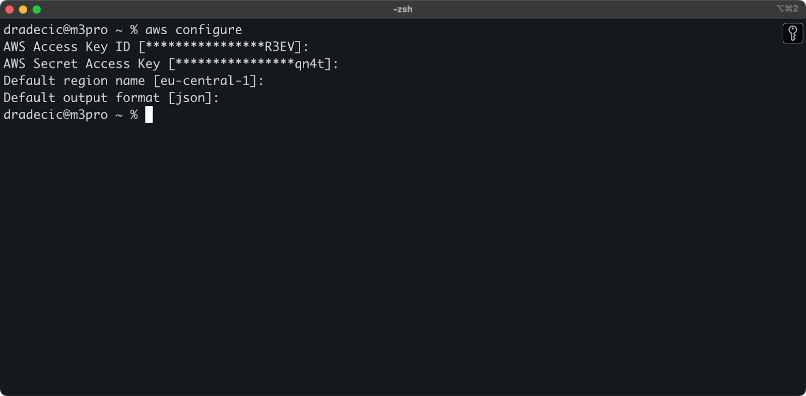 Imagem 4 - Configuração da CLI do AWS