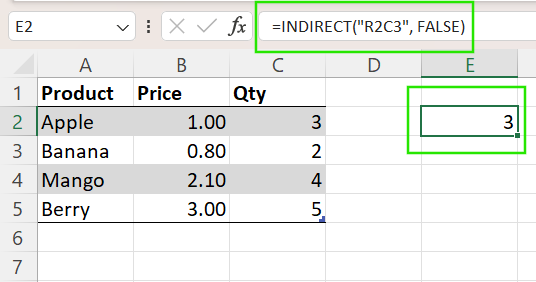 Using INDIRECT() with R1C1 in Excel.