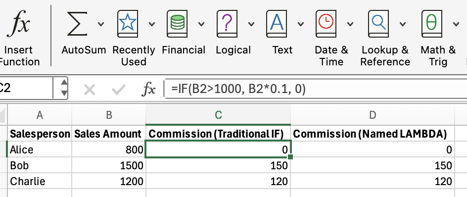 Lógica LAMBDA vs IF do Excel