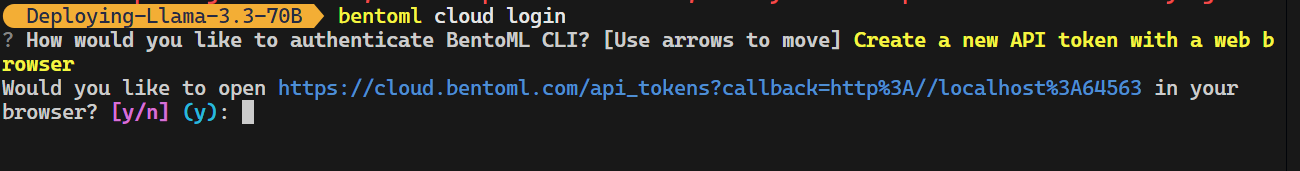 BentoML CLI für Cloud Login.