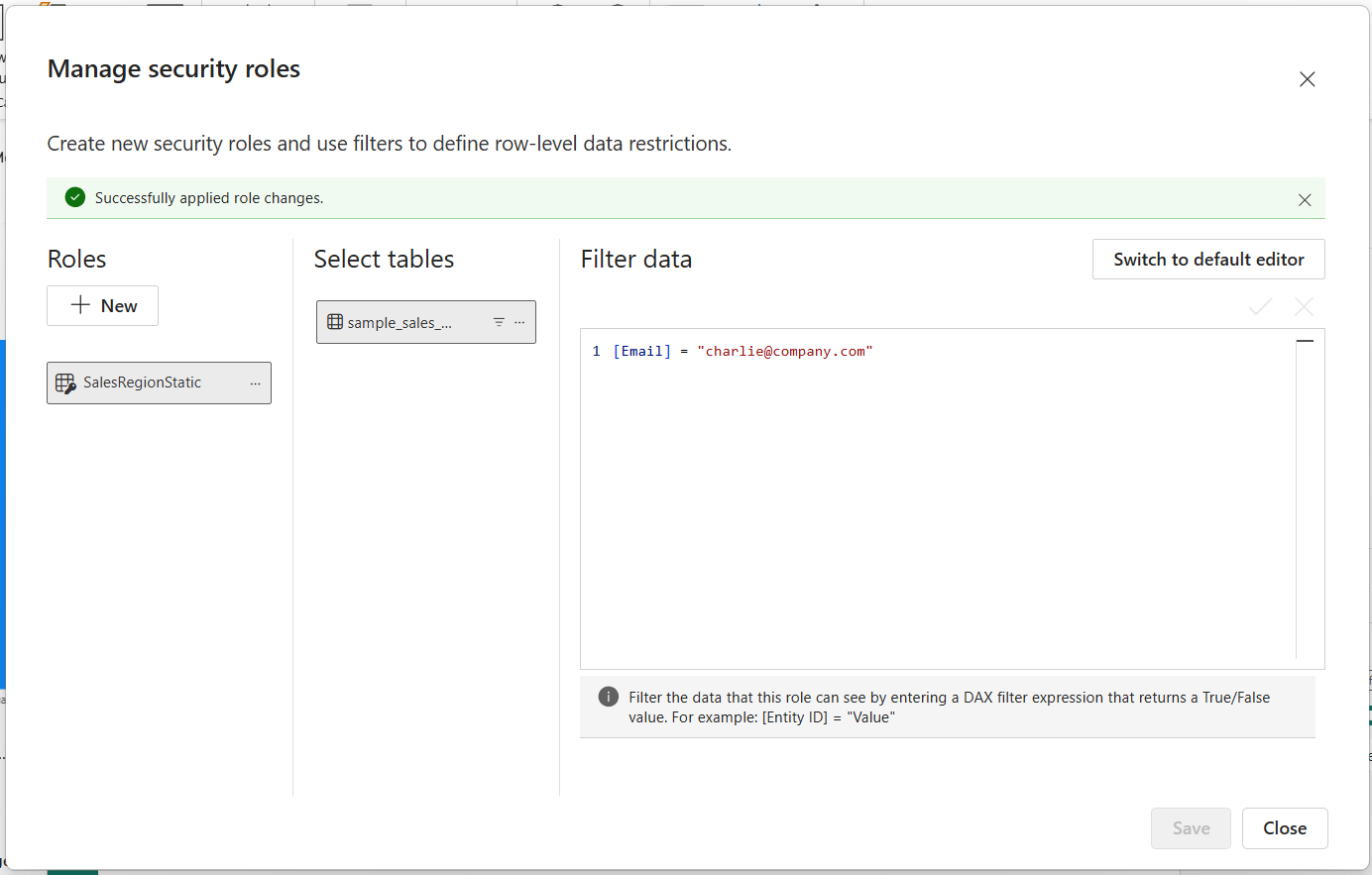 Sicherheitsrollen erstellt