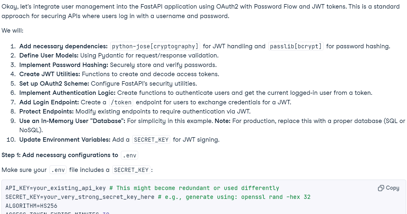 api response using gemini 2.5 pro
