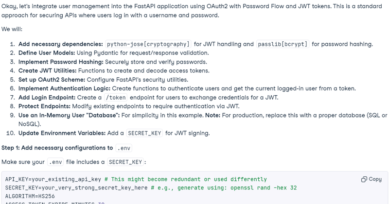 api response using gemini 2.5 pro