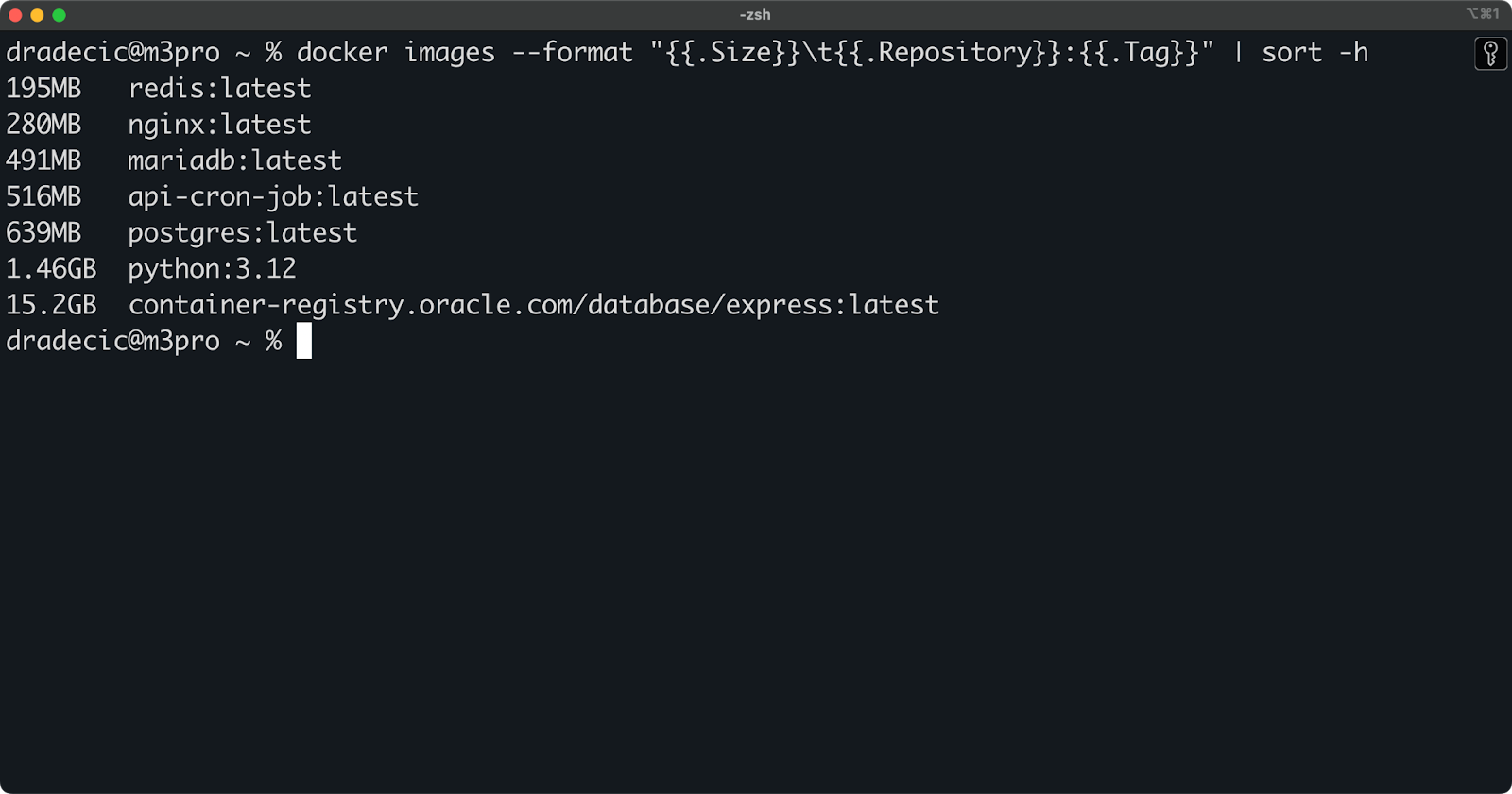 Image 2 - Available Docker images sorted by size