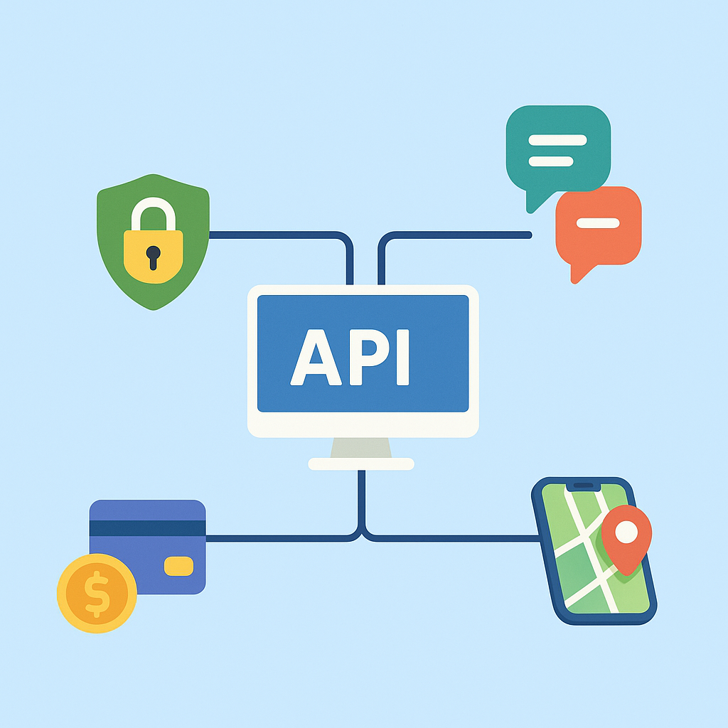 Imagem mostrando a integração de APIs de terceiros em sistemas de software.