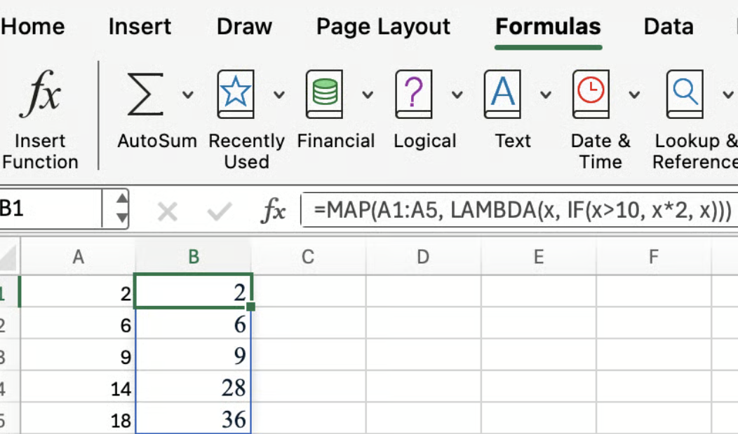 Excel LAMBDA combinado com MAP