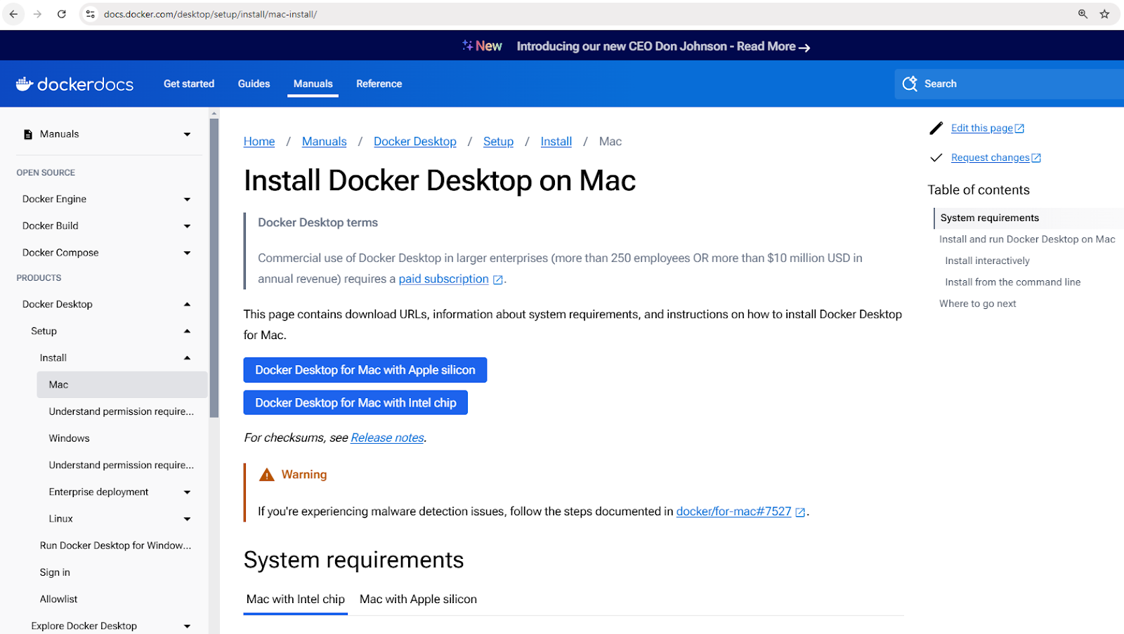 Descargar el instalador de Docker Desktop para Mac