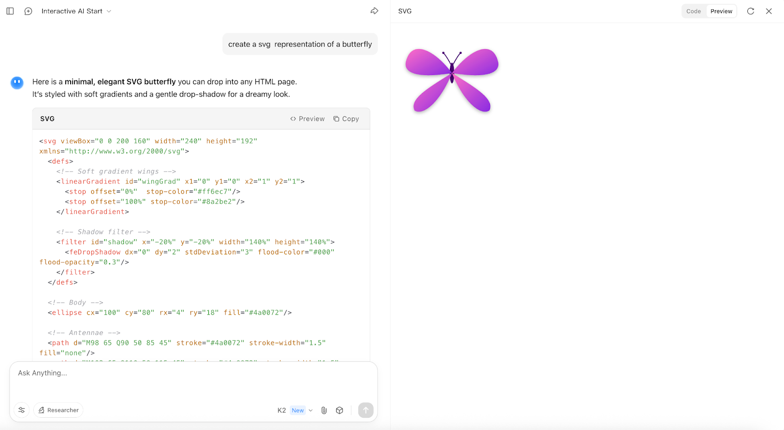 Generación de representaciones SVG con Kimi K2