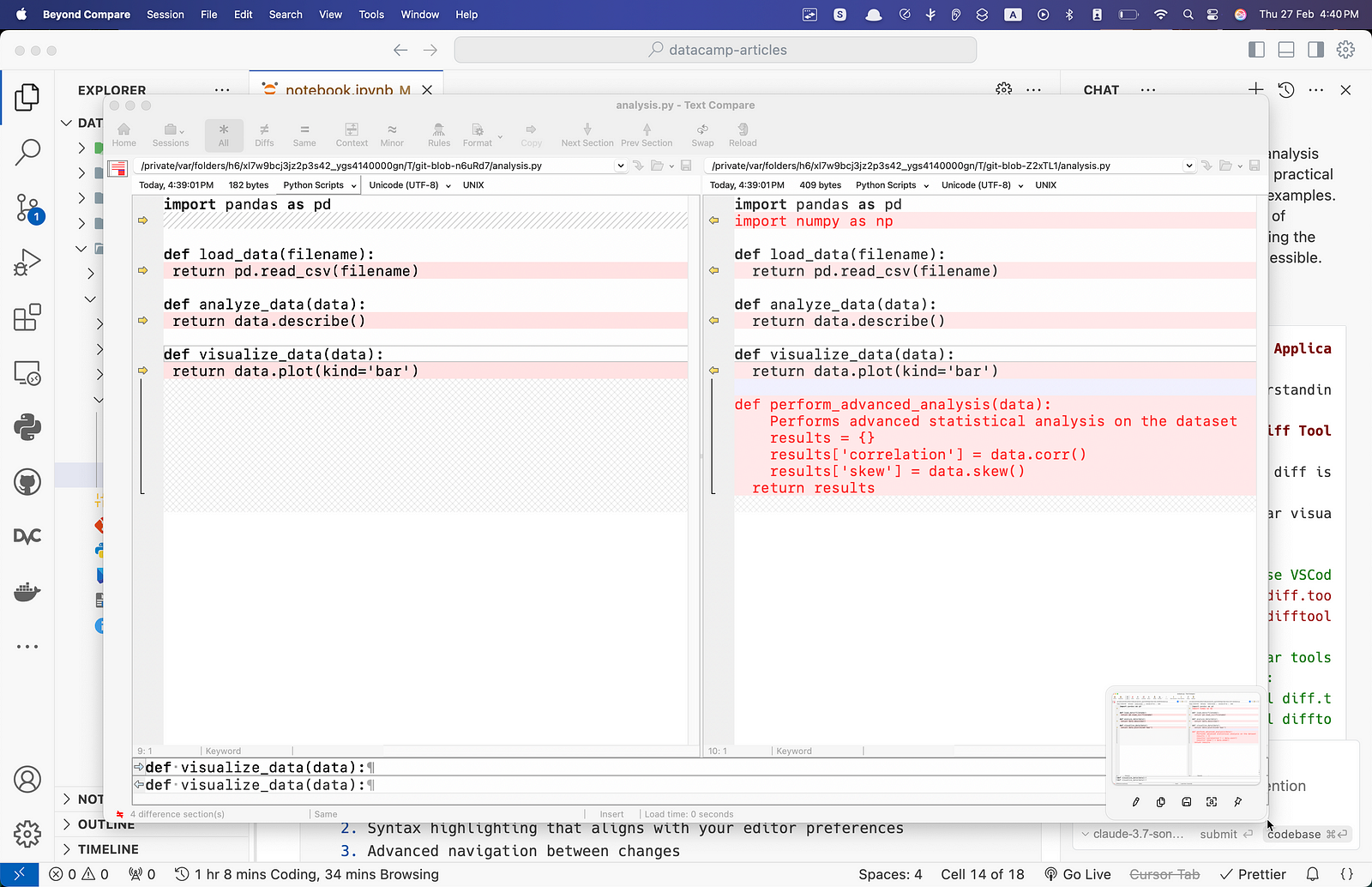 Schnittstelle von Beyond Compare git diff tool