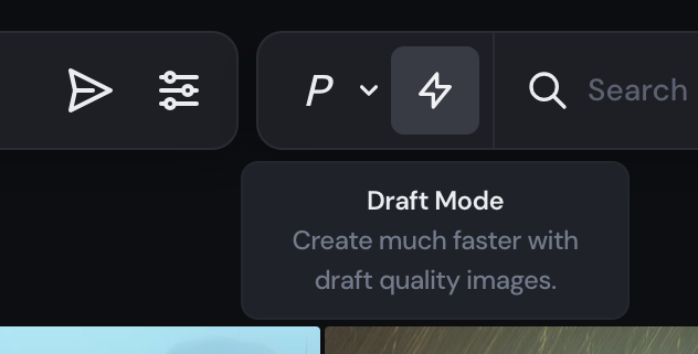 Draft mode in midjourney