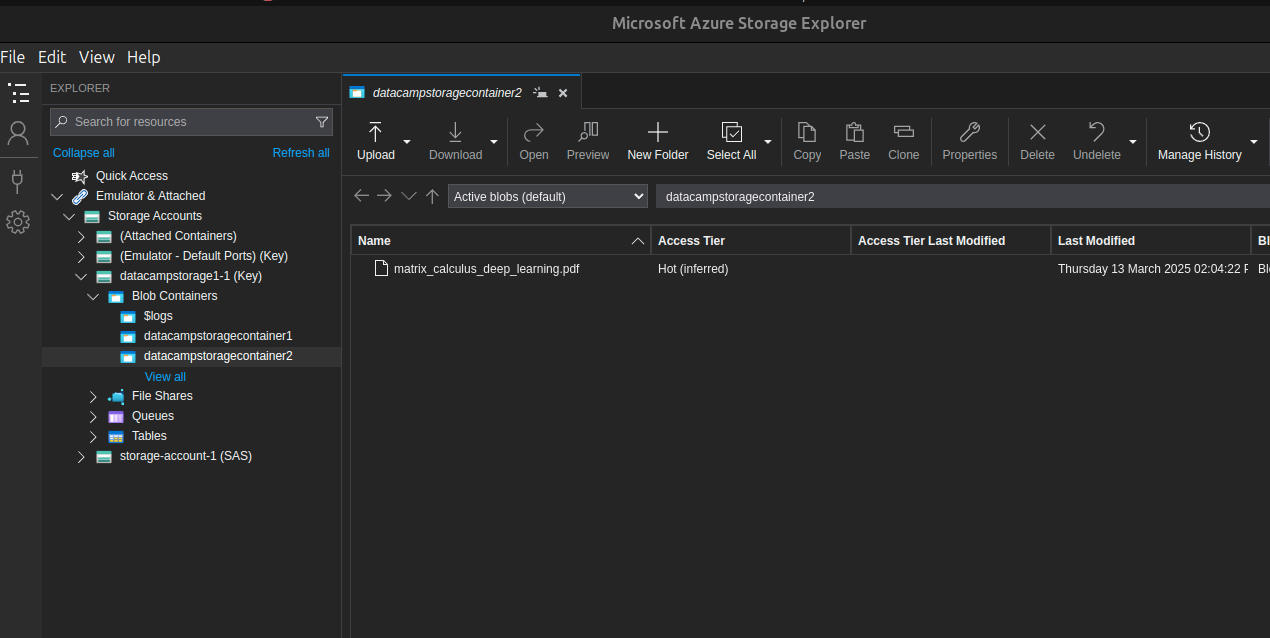 Browsing blob storage