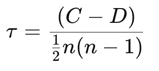 Kendall tau coefficient formula