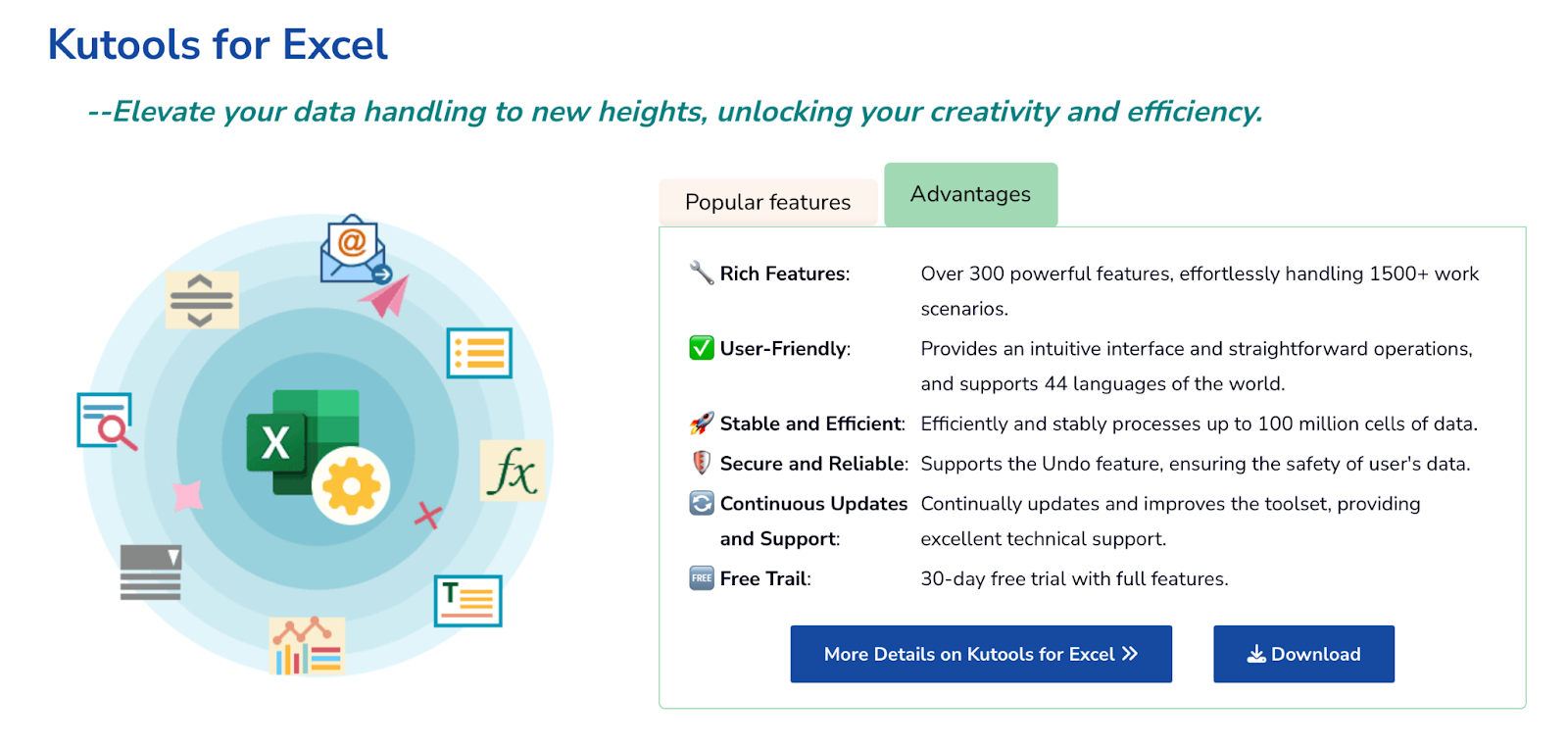 Kutools for Excel overview highlighting key features and capabilities
