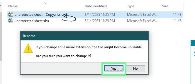 Ändern der xlsx-Datei in eine zip-Datei im Windows-Explorer in Excel.