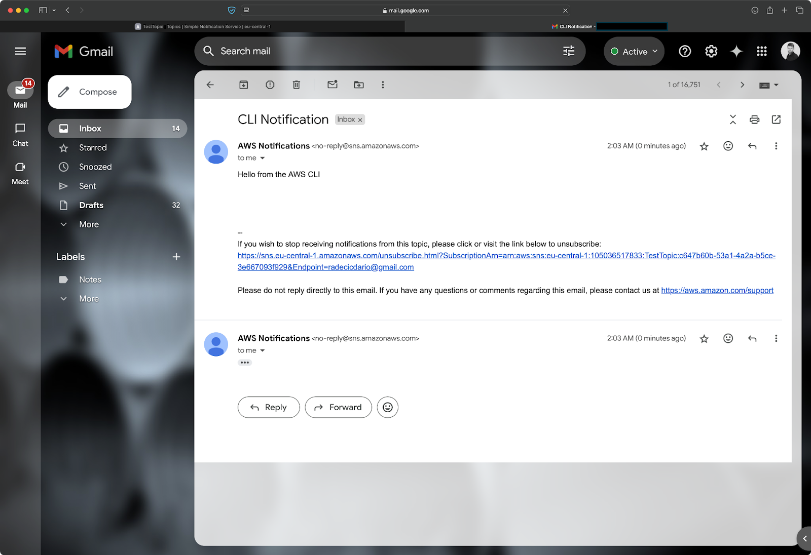 Image 16 - Message publishing through AWS CLI (2)