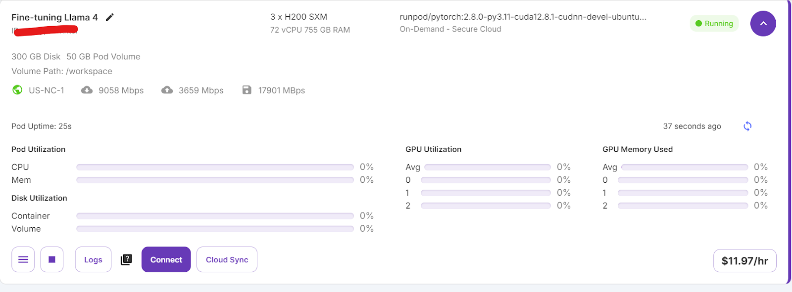 runpod creating a jupyterlab instance