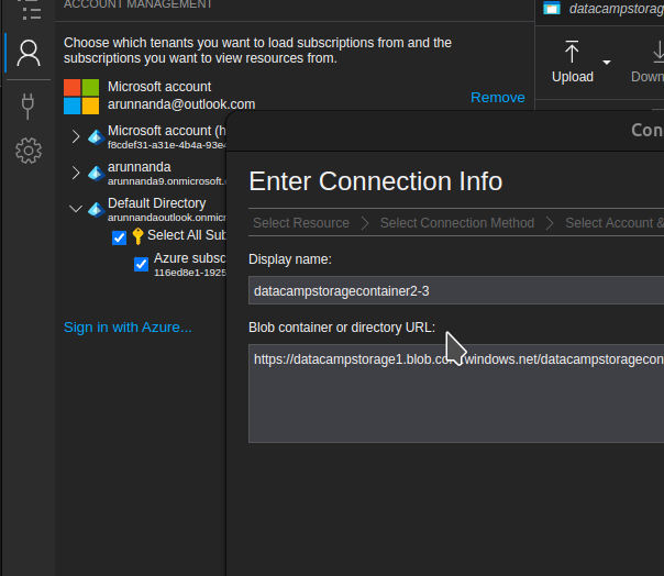 Enter connection info