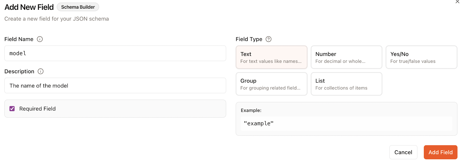 Adding a JSON field.