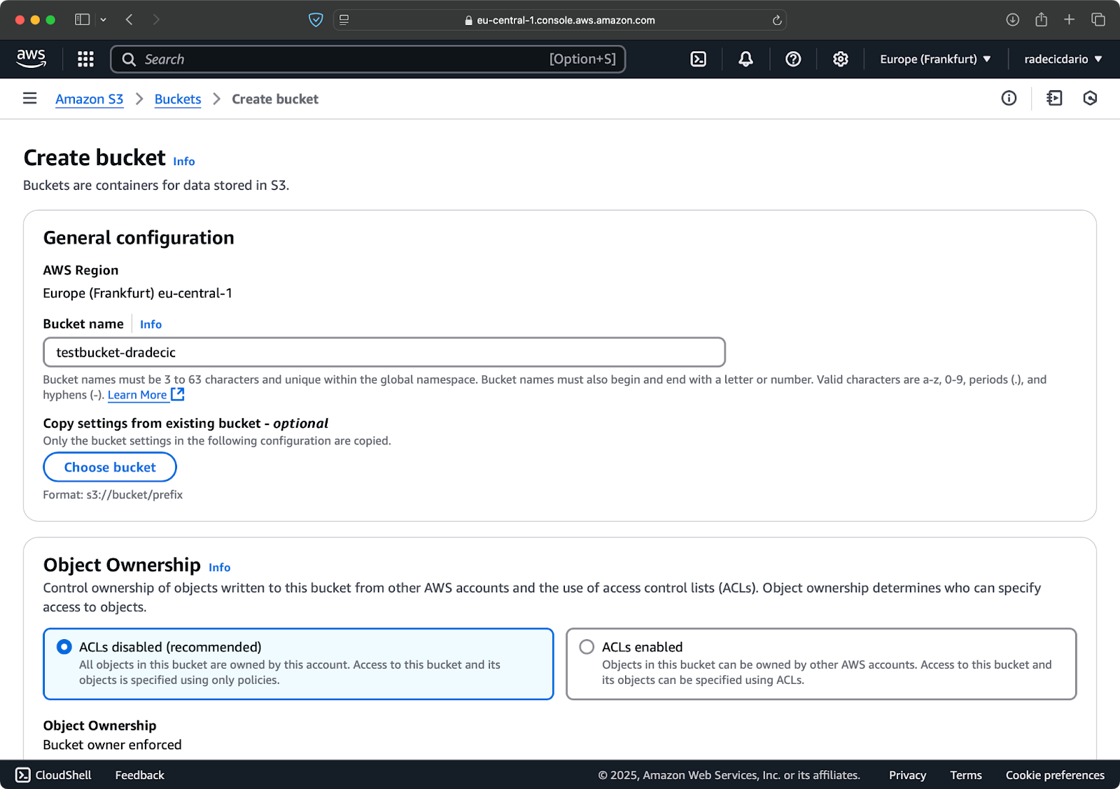 AWS bucket creation